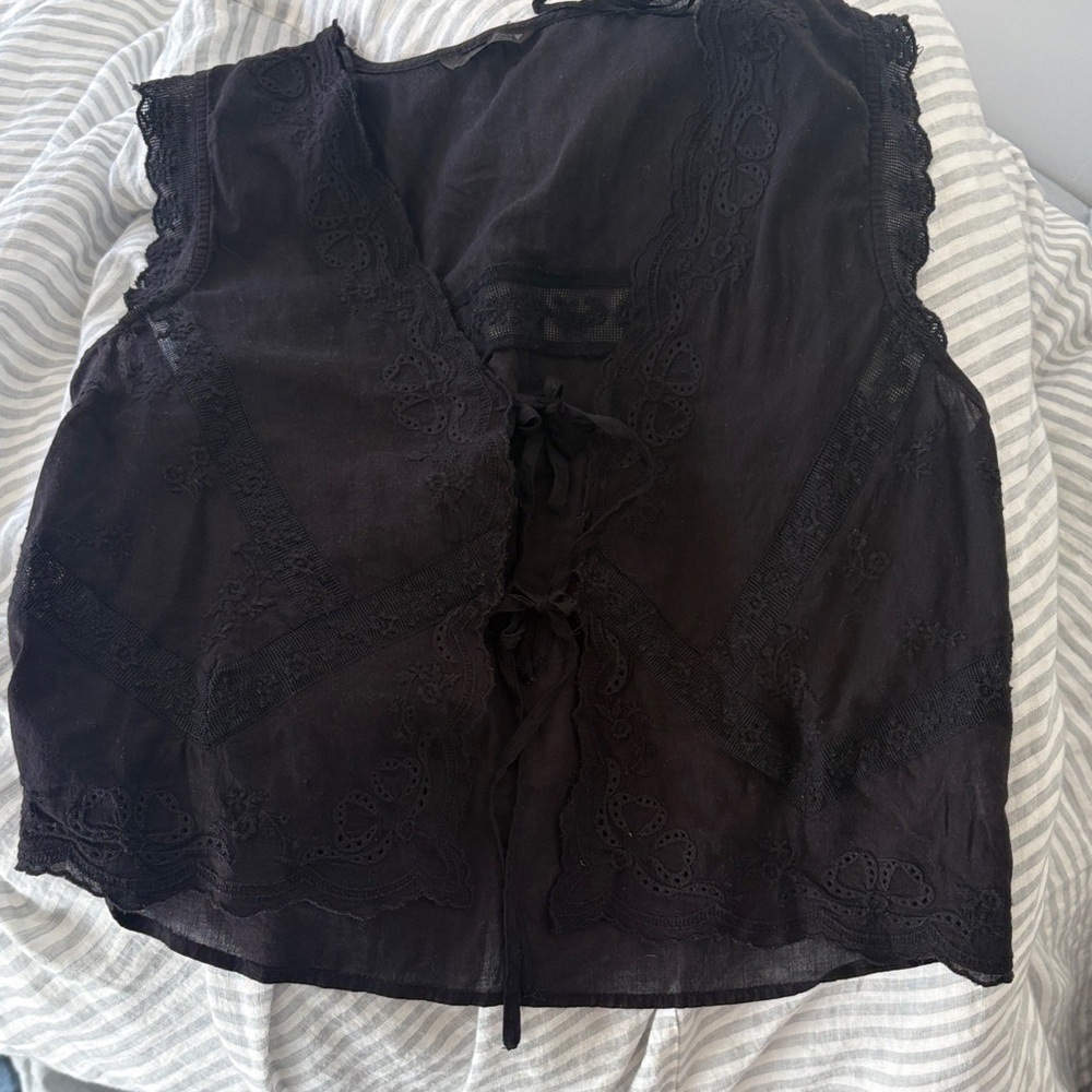 Zara Black Lace Detail Blouse